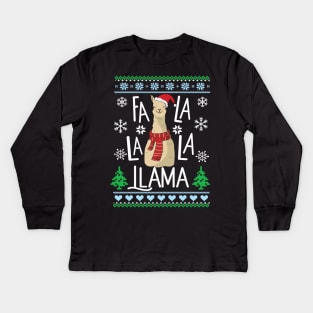 Fa La La La Llama Kids Long Sleeve T-Shirt